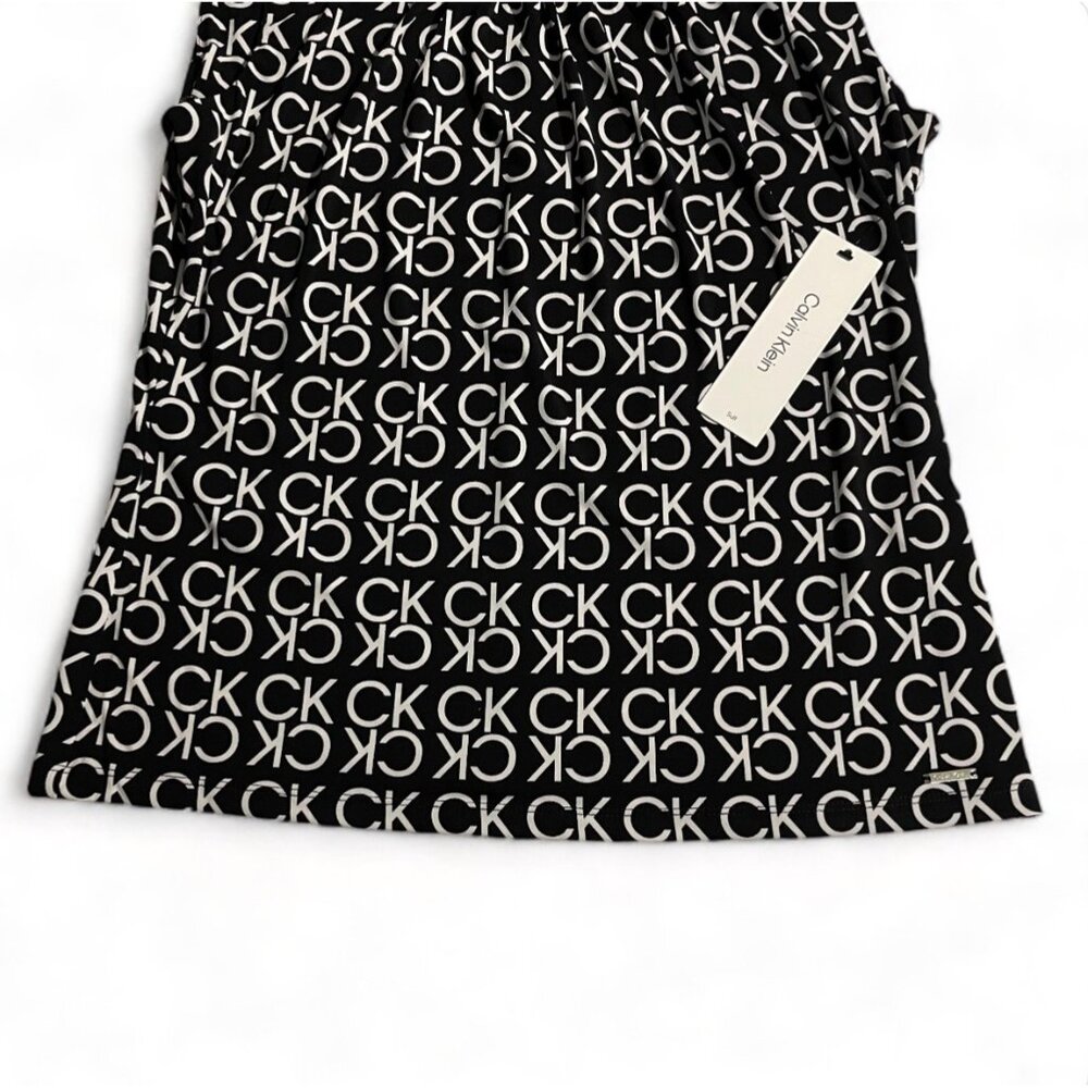 Calvin Klein Black & White Sleeveless Logo Top – Women’s Size M - Picture 8 of 11